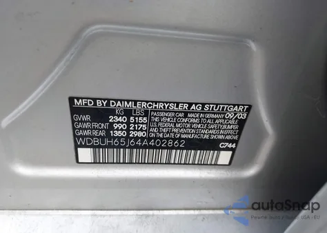 2004 Mercedes-Benz E 320 z USA, uszkodzony, nr VIN WDBUH65J64A402862